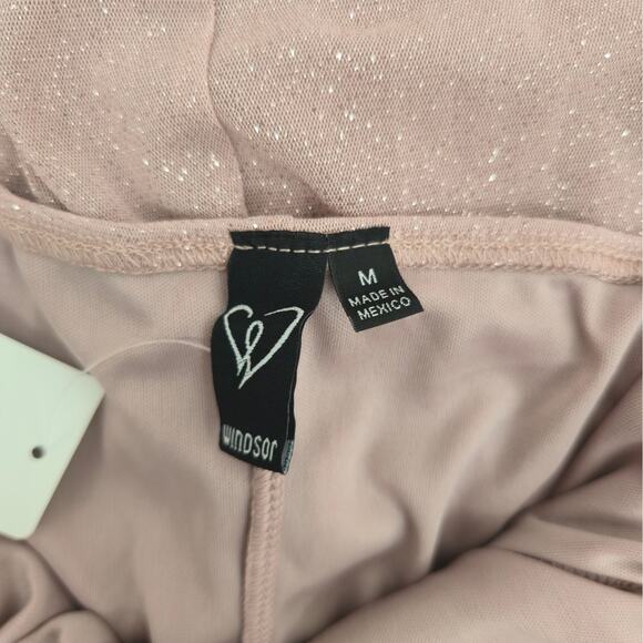 Windsor Sleeveless Sparkly Mauve Glitter Ruffle Mini Dress Sz Medium - Picture 6 of 7